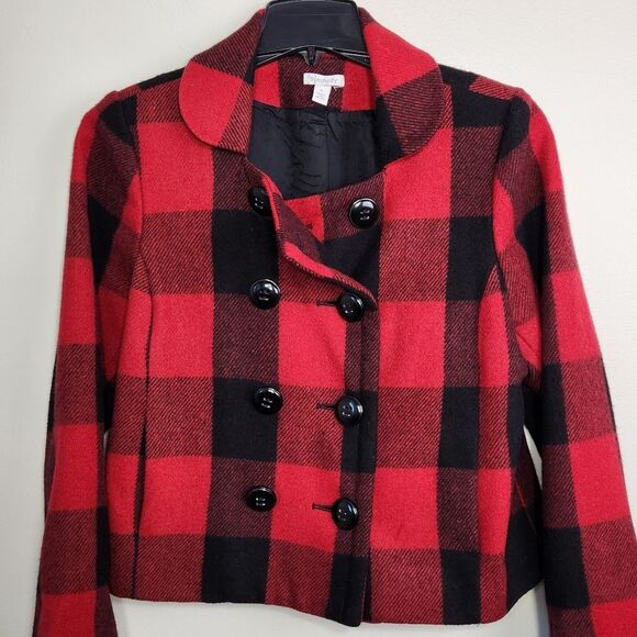 Relativity Jacket Buffalo Check Size PL Red and Black Plaid Wool warm cute - Picture 10 of 10